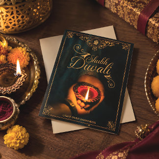 Cartes Pour Fêtes Annuelles Shubh Diwali Élégant Lampe Diya personnalisable