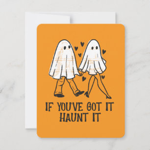 Cartes Pour Fêtes Annuelles Si vous l'avez, hantez-le – Joli Couple de Fantôme