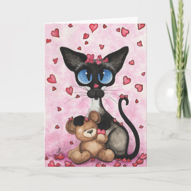 Cartes Pour Fêtes Annuelles Siamese Cat Valentine Be Mine Bear by BiHrLe (Devant)