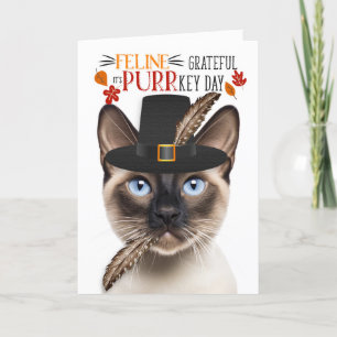 Cartes Pour Fêtes Annuelles Siamese Seal Point Chat Grateful pour PURRkey Day