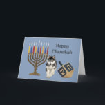 Cartes Pour Fêtes Annuelles Siberian Husky Chanukah Card Menorah Dreidel<br><div class="desc">Se souvenir de sa famille et de ses amis pendant la saison de Chanukah est un merveilleux moyen de rester en contact avec les gens qui vous aiment et qui vous tiennent à coeur. J'ai créé ces cartes de chien Chanukah avec amour et attention et je suis sûr que quiconque...</div>