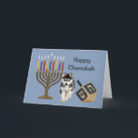 Cartes Pour Fêtes Annuelles Siberian Husky Chanukah Card Menorah Dreidel<br><div class="desc">Remembering family and friends during the Chanukah season is a wonderful way to keep in touch with the people you love and care about. J'ai fait un created these dog Chanukah cards with love and care and I am sure anyone who loves dogs will be delighted to receive them. You...</div>