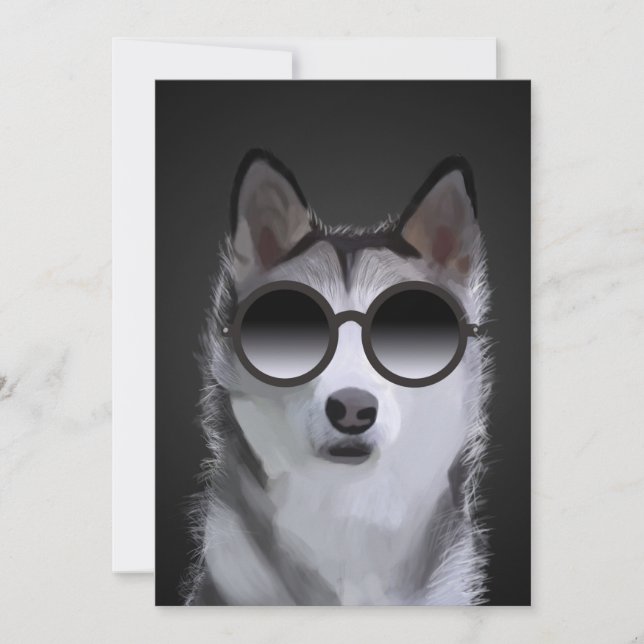 Cartes Pour Fêtes Annuelles Siberian Husky Painting - Birthday Greeting Card  (Devant)