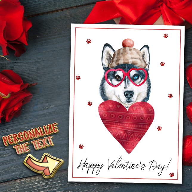 Cartes Pour Fêtes Annuelles Sibérie Husky Amoureux des chiens Valentine Cadeau (Créateur téléchargé)