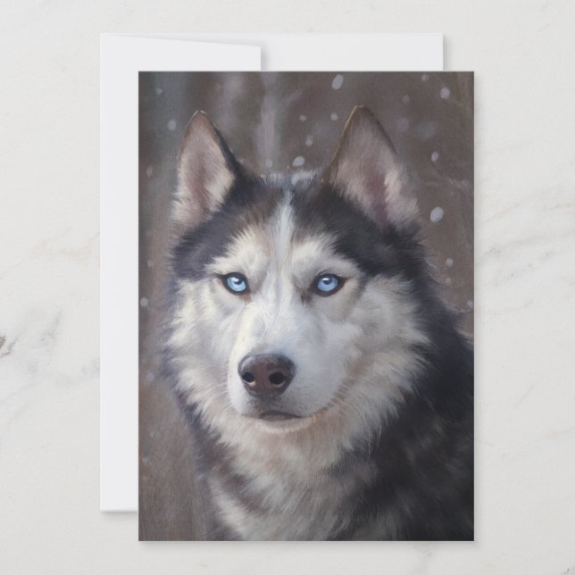 Cartes Pour Fêtes Annuelles Sibérie Husky Art (Devant)