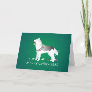 Cartes Pour Fêtes Annuelles Sibérie Husky Joyeux Noël Design