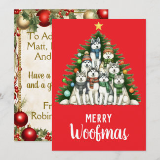 Cartes Pour Fêtes Annuelles Sibérie Husky Joyeux sapin de Noël