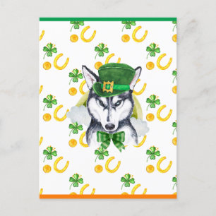 Cartes Pour Fêtes Annuelles Sibérie Husky Shamrock Saint-Patricks Day