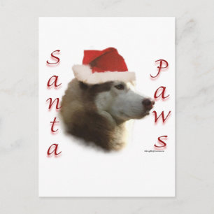 Cartes Pour Fêtes Annuelles Sibérien Husky Père Noël Paws