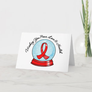 Cartes Pour Fêtes Annuelles Sida Ruban Joyeux Noël Snowglobe