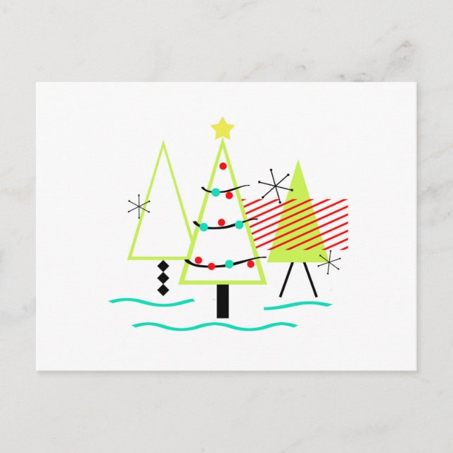 Cartes Pour Fêtes Annuelles siècle moderne arbres de noël rétro (Devant)
