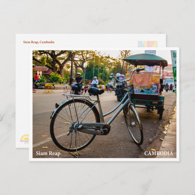 Cartes Pour Fêtes Annuelles Siem Reap Bicycle Street – Travel Postcard (Devant / Derrière)