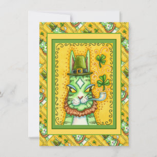 Cartes Pour Fêtes Annuelles SIFFLE ET FITZ LEPRECHAUN ST. PADDY DRÔLE CHAT Pla