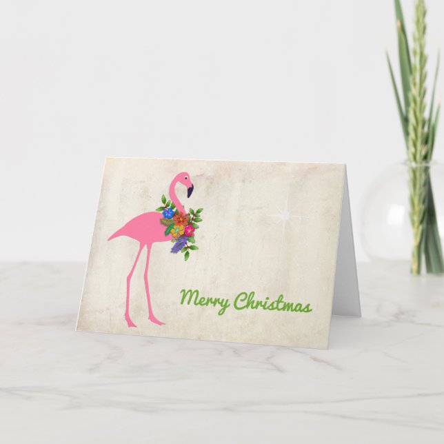 Cartes Pour Fêtes Annuelles Signature du message de Noël Flamant rose (Devant)