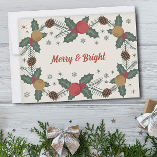 Cartes Pour Fêtes Annuelles Signets et cônes de pin - Joyeux et lumineux