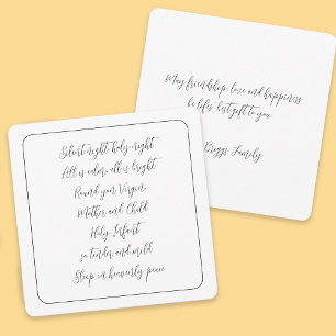 Cartes Pour Fêtes Annuelles Silence Night Carol Paroles Script Noël