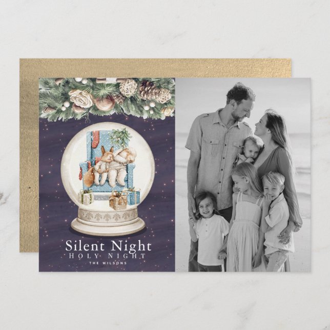 Cartes Pour Fêtes Annuelles Silence Nuit Dormir Animaux Neige Grobe Photo (Devant / Derrière)