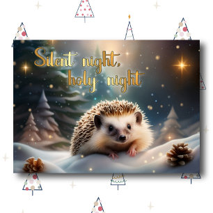 Cartes Pour Fêtes Annuelles Silencieux Nuit Cute Hedgehog Noël chrétien
