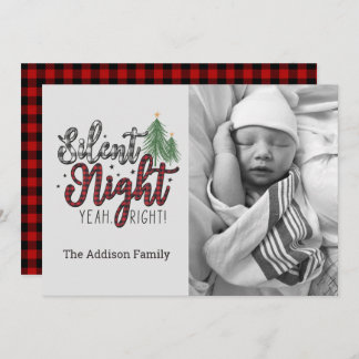 Cartes Pour Fêtes Annuelles Silent Night Yeah Right Plaid Christmas Card