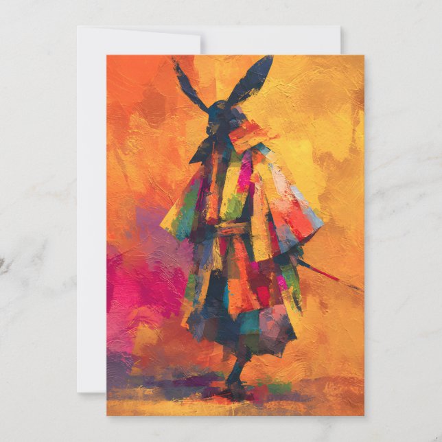 Cartes Pour Fêtes Annuelles Silhouette Abstraite du guerrier de Samurai (Devant)