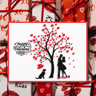 Cartes Pour Fêtes Annuelles Silhouette Couple de Coeur Romantique