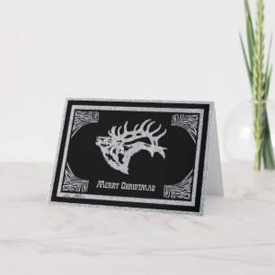 Cartes Pour Fêtes Annuelles Silhouette de majestueux élan mâle