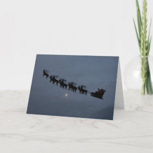 Cartes Pour Fêtes Annuelles Silhouette de Père Noël et de rennes