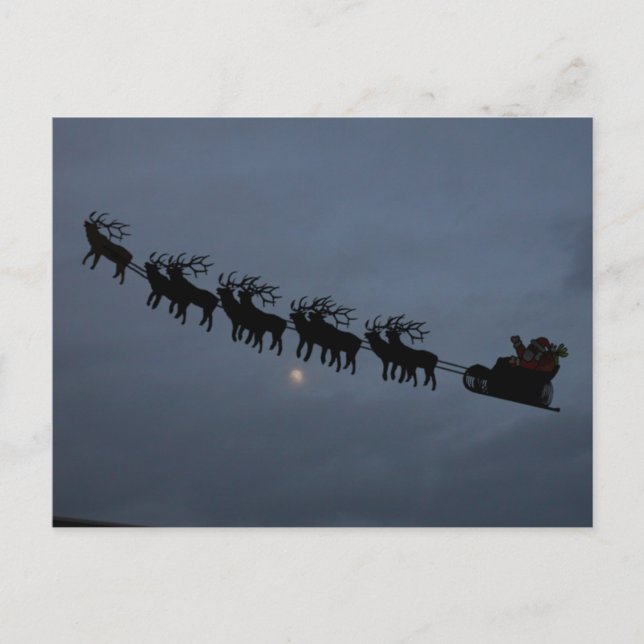 Cartes Pour Fêtes Annuelles Silhouette de Père Noël et Reindeer (Devant)