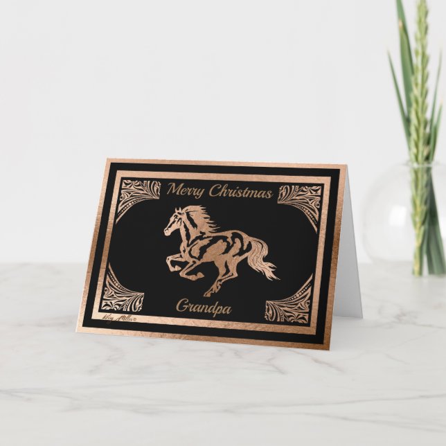 CARTES POUR FÊTES ANNUELLES SILHOUETTE DU CHEVAL DE CUIVRE (Devant)