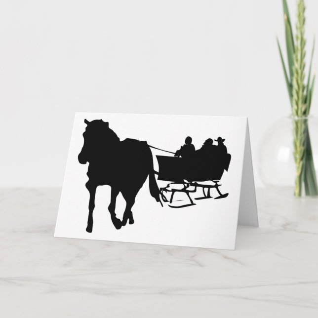 Cartes Pour Fêtes Annuelles Silhouette du Sleigh Ride en hiver (Devant)