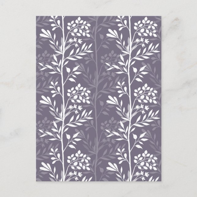 Cartes Pour Fêtes Annuelles Silhouette Fleurie Élégante Lavande Violet Minimal (Devant)