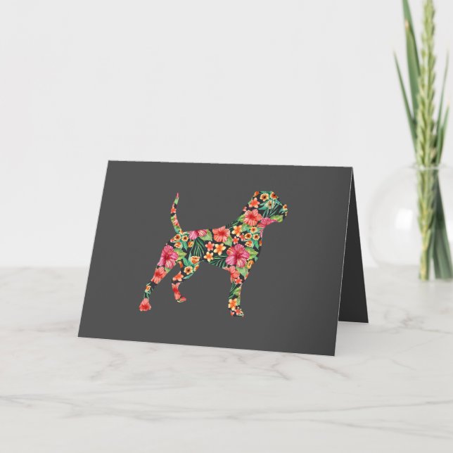 Cartes Pour Fêtes Annuelles Silhouette florale de Chien à fleurs américain Bul (Devant)