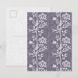 Cartes Pour Fêtes Annuelles Silhouette Florale Élégante Lavande Violet Minimal