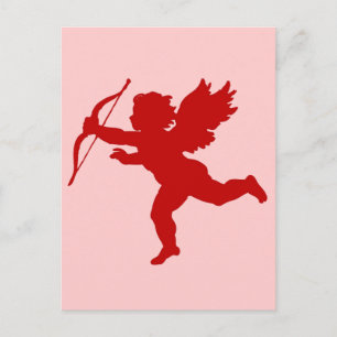 Cartes Pour Fêtes Annuelles Silhouette rouge vintage Cupidon Valentine Amour