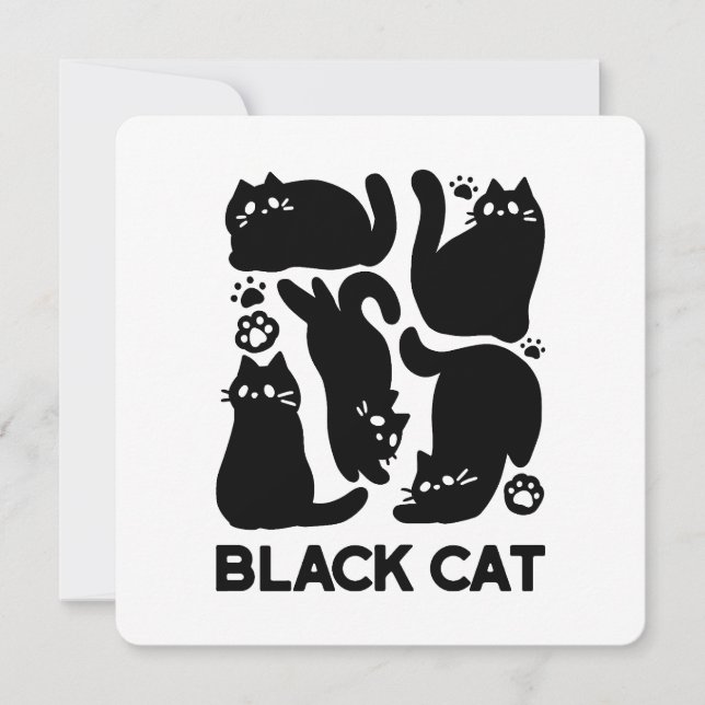 Cartes Pour Fêtes Annuelles Silhouettes de chat noir - Design félin mignon (Devant)