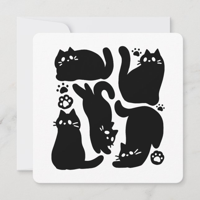 Cartes Pour Fêtes Annuelles Silhouettes de chat noir - Design félin mignon (Devant)