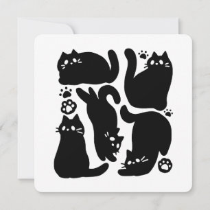 Cartes Pour Fêtes Annuelles Silhouettes de chat noir - Design félin mignon
