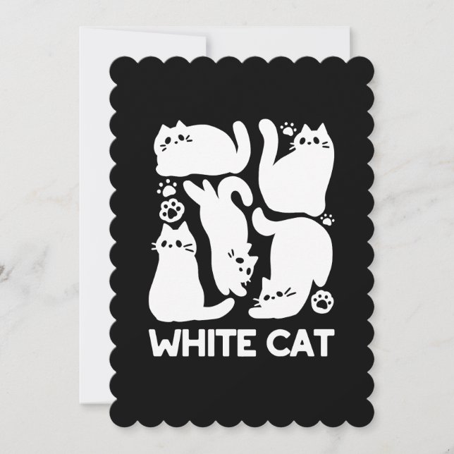 Cartes Pour Fêtes Annuelles Silhouettes de chaton blanc - Design Feline mignon (Devant)