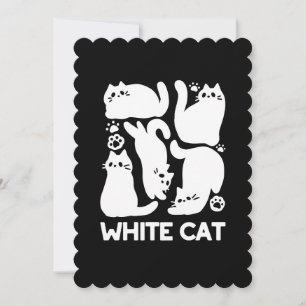 Cartes Pour Fêtes Annuelles Silhouettes de chaton blanc - Design Feline mignon
