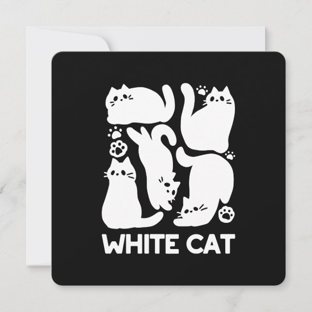 Cartes Pour Fêtes Annuelles Silhouettes de chaton blanc - Design Feline mignon (Devant)