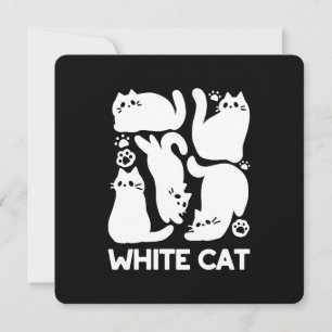 Cartes Pour Fêtes Annuelles Silhouettes de chaton blanc - Design Feline mignon