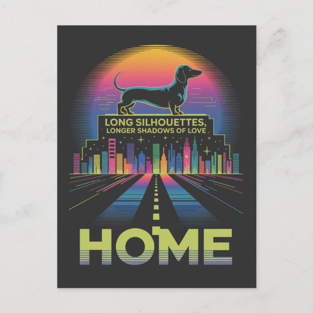 Cartes Pour Fêtes Annuelles Silhouettes de teckel longs, ombres plus longues d (Devant)
