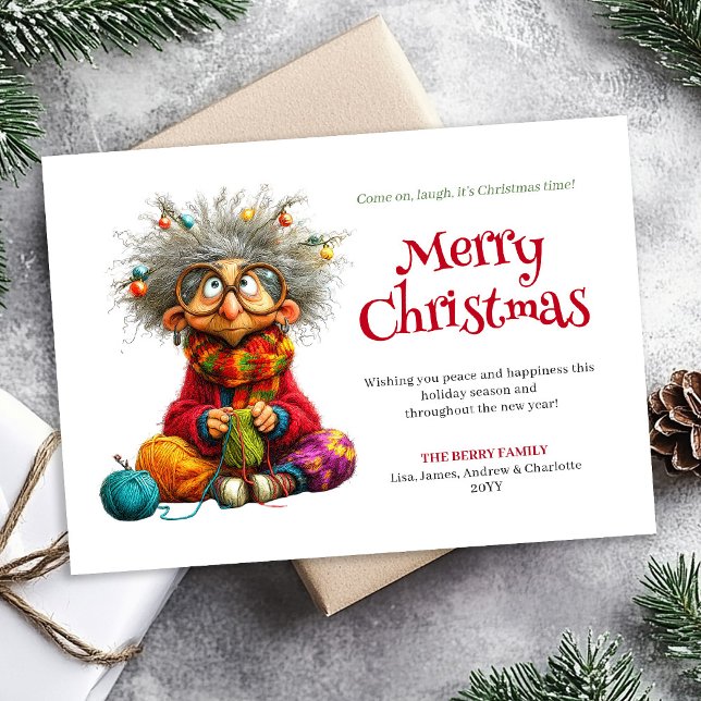 Cartes Pour Fêtes Annuelles Silly Cartoon Woman Editable Holiday Greeting (Silly Cartoon Woman Editable Holiday Greeting)