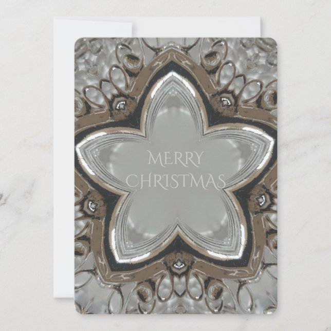 Cartes Pour Fêtes Annuelles Silver blanc gris brillant étoile Joyeux Noël (Devant)