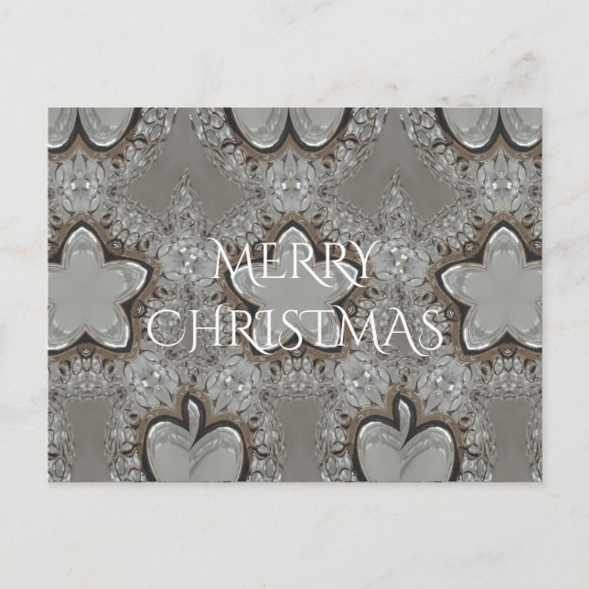Cartes Pour Fêtes Annuelles Silver blanc gris brillant étoile Joyeux Noël (Devant)
