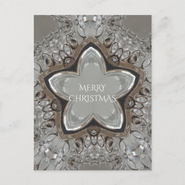 Cartes Pour Fêtes Annuelles Silver blanc gris brillant étoile Joyeux Noël (Devant)