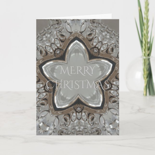 Cartes Pour Fêtes Annuelles Silver blanc gris brillant étoile Joyeux Noël (Devant)