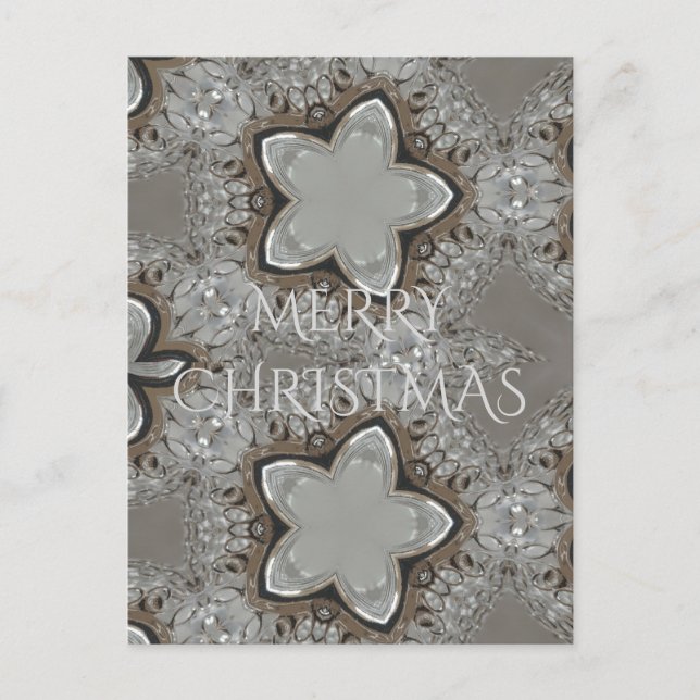 Cartes Pour Fêtes Annuelles Silver blanc gris brillant étoile Joyeux Noël (Devant)