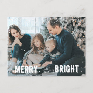 Cartes Pour Fêtes Annuelles Silver et blanc Flocon de neige Joyeux et brillant
