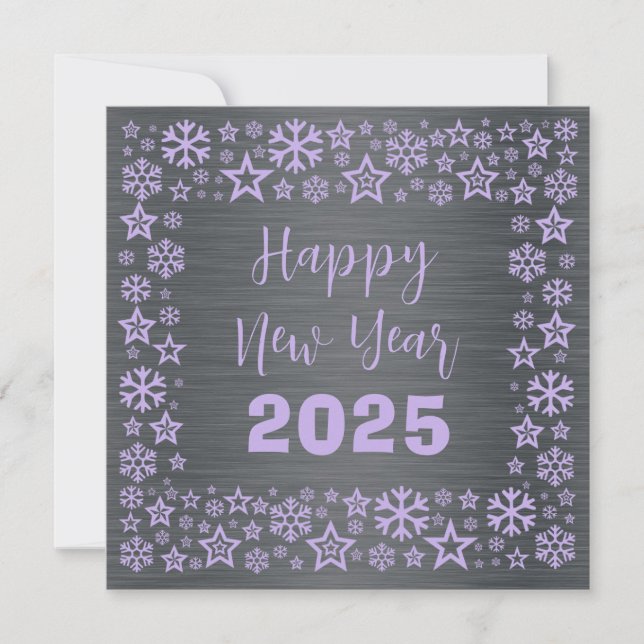 Cartes Pour Fêtes Annuelles Silver mauve Square wish card with golden stars (Devant)
